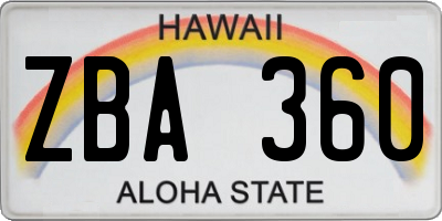 HI license plate ZBA360