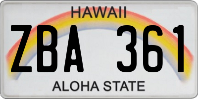 HI license plate ZBA361