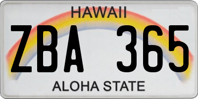 HI license plate ZBA365