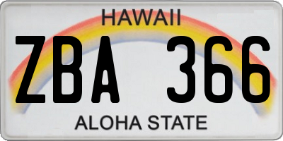 HI license plate ZBA366