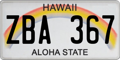 HI license plate ZBA367