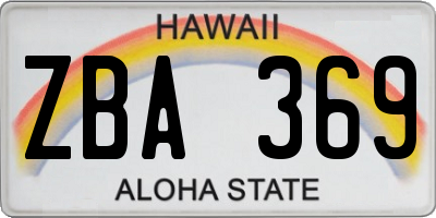 HI license plate ZBA369