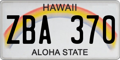 HI license plate ZBA370
