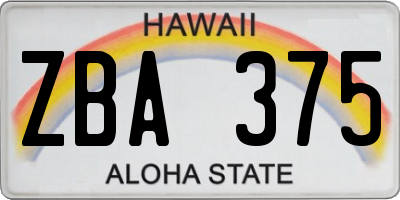 HI license plate ZBA375