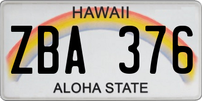 HI license plate ZBA376