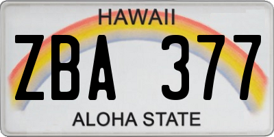 HI license plate ZBA377