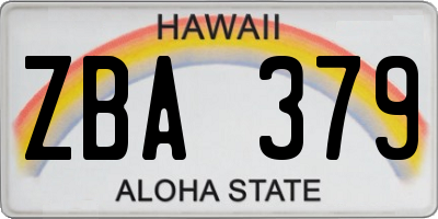 HI license plate ZBA379