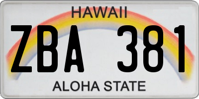 HI license plate ZBA381