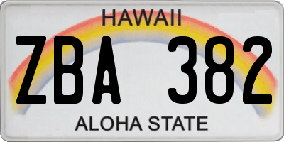 HI license plate ZBA382