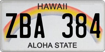 HI license plate ZBA384