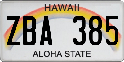 HI license plate ZBA385