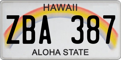 HI license plate ZBA387