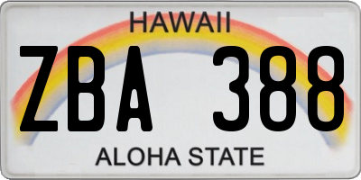 HI license plate ZBA388
