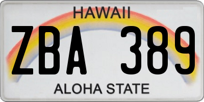 HI license plate ZBA389