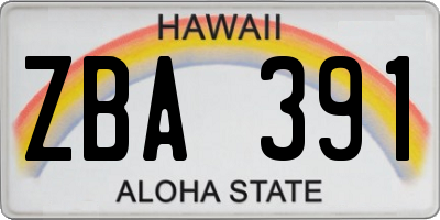 HI license plate ZBA391