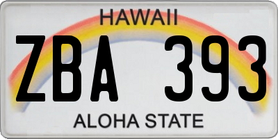 HI license plate ZBA393