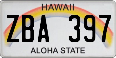 HI license plate ZBA397