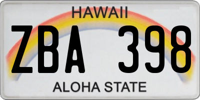 HI license plate ZBA398