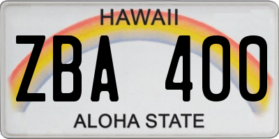 HI license plate ZBA400