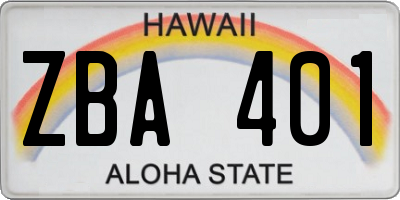 HI license plate ZBA401