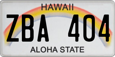 HI license plate ZBA404