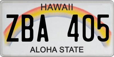 HI license plate ZBA405