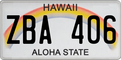 HI license plate ZBA406