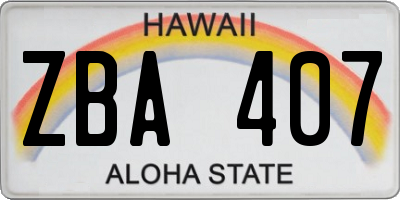 HI license plate ZBA407