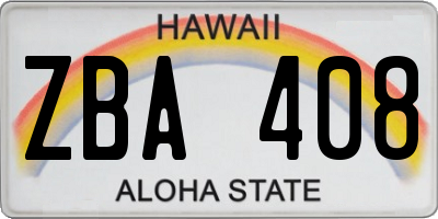 HI license plate ZBA408