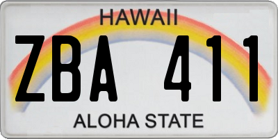 HI license plate ZBA411