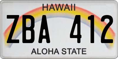 HI license plate ZBA412