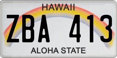 HI license plate ZBA413