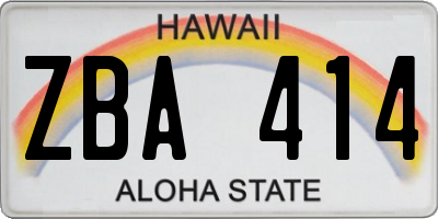 HI license plate ZBA414
