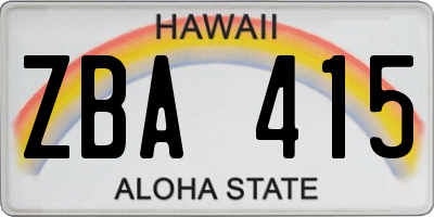 HI license plate ZBA415