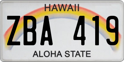 HI license plate ZBA419