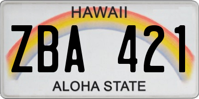 HI license plate ZBA421
