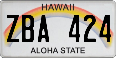 HI license plate ZBA424