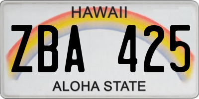 HI license plate ZBA425