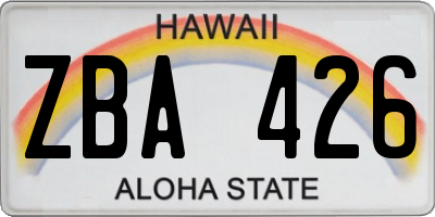 HI license plate ZBA426