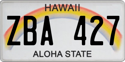 HI license plate ZBA427
