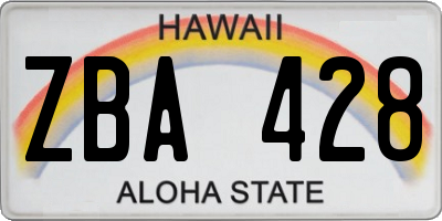 HI license plate ZBA428