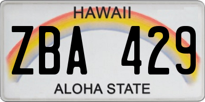 HI license plate ZBA429