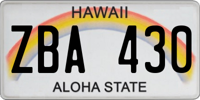 HI license plate ZBA430