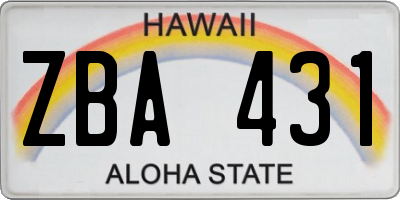 HI license plate ZBA431