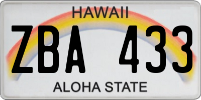 HI license plate ZBA433