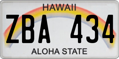 HI license plate ZBA434