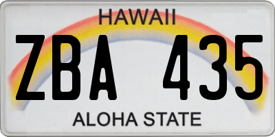 HI license plate ZBA435