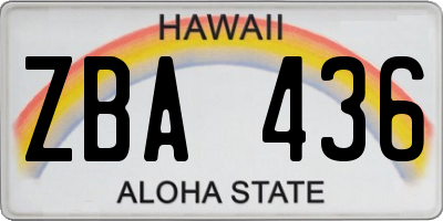 HI license plate ZBA436