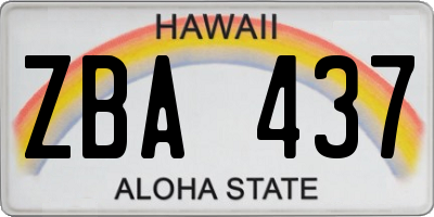 HI license plate ZBA437