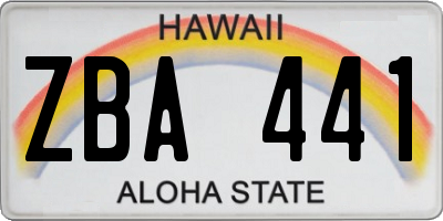 HI license plate ZBA441